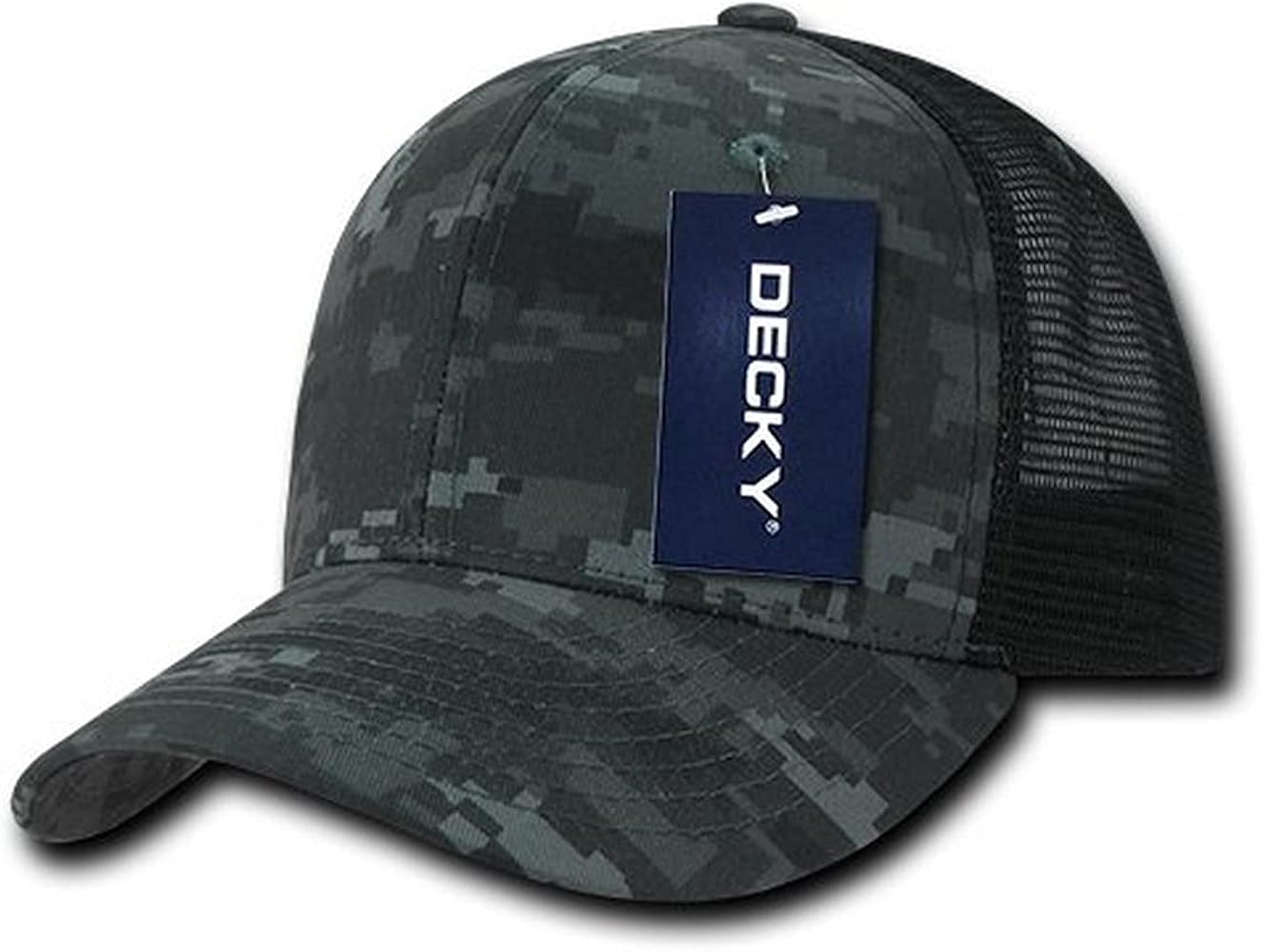 DECKY Camo Flat Bill Trucker Caps, Night/Black