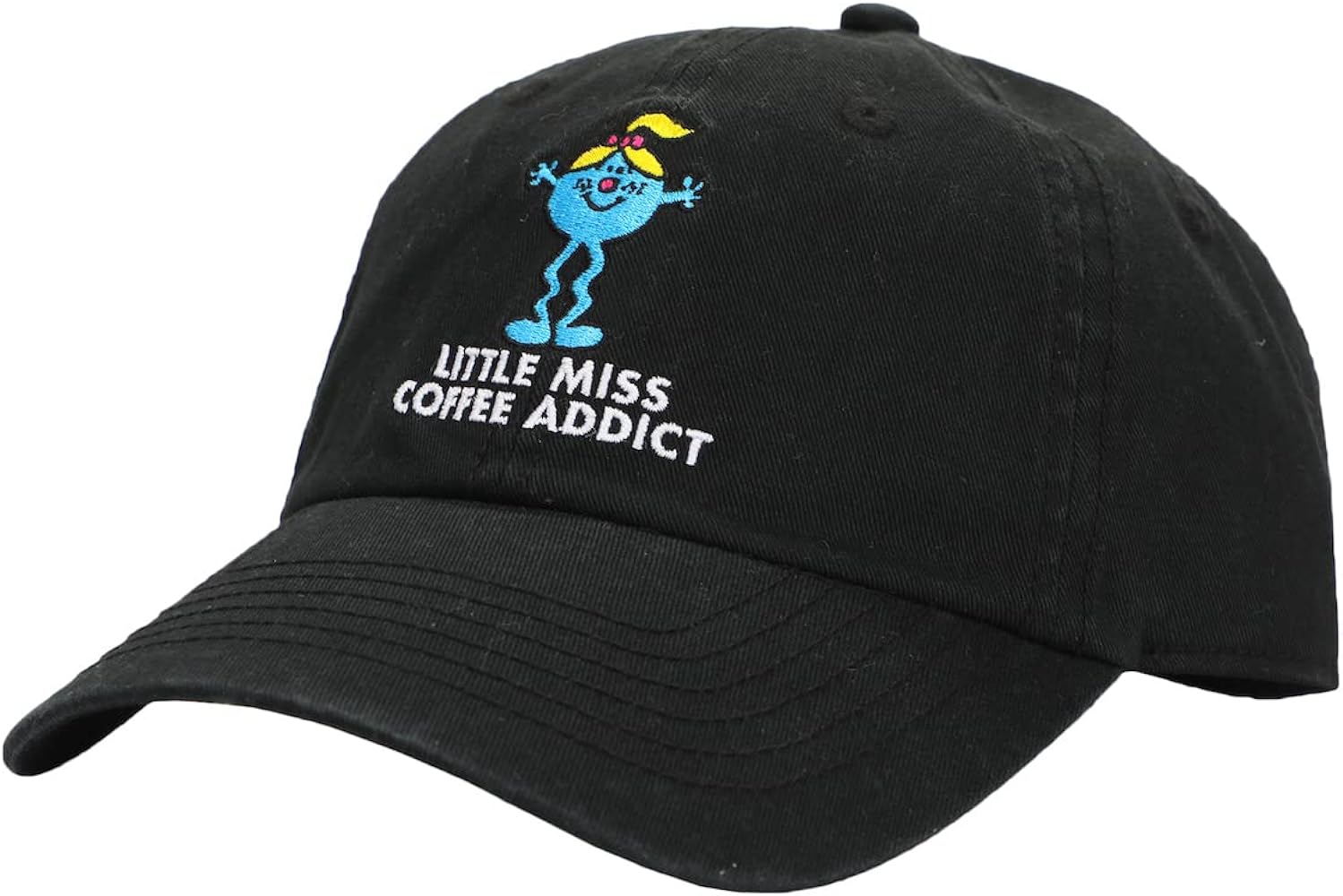 Mr. Men and Little Miss Meme Little Miss Coffee Addict Men's Black Dad Hat