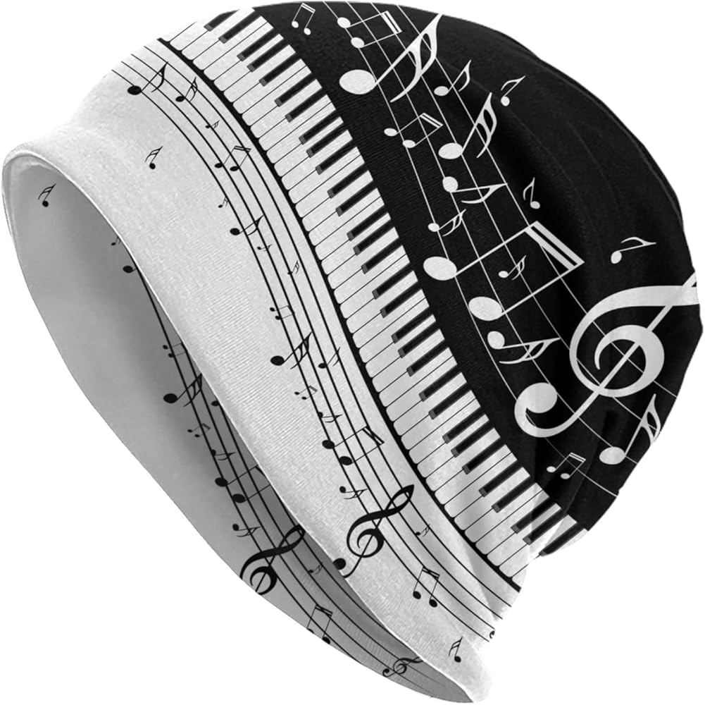 MOLIAN Colorful Music Note Musical Instrument Beanies Thin Bonnet Cap Casual Skull Cap for Jogging Cycling