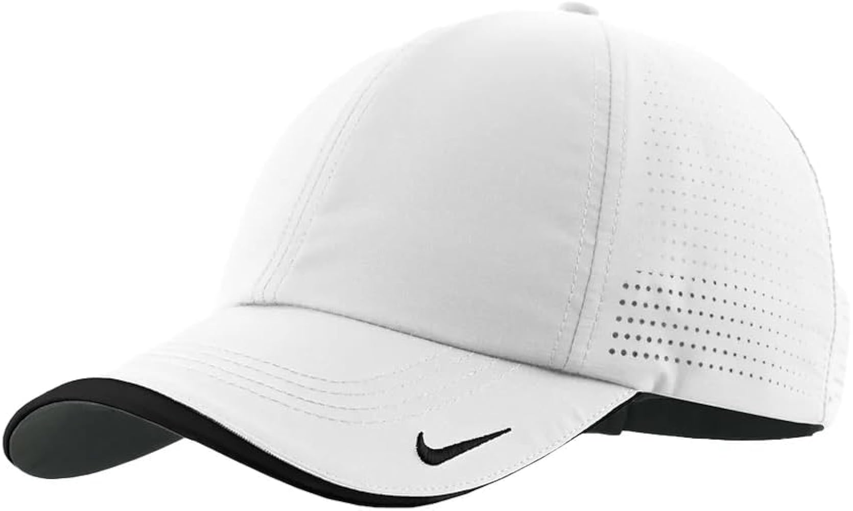 Nike Mens Golf - Dri-fit Swoosh Perforated Cap, White Hat, White