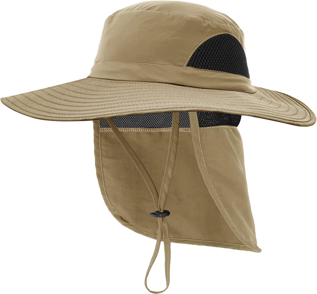 Double Couple Sun Hats for Men Women Fishing Hat with Neck Flap UPF 50+ Breathable Waterproof Wide Brim Cap