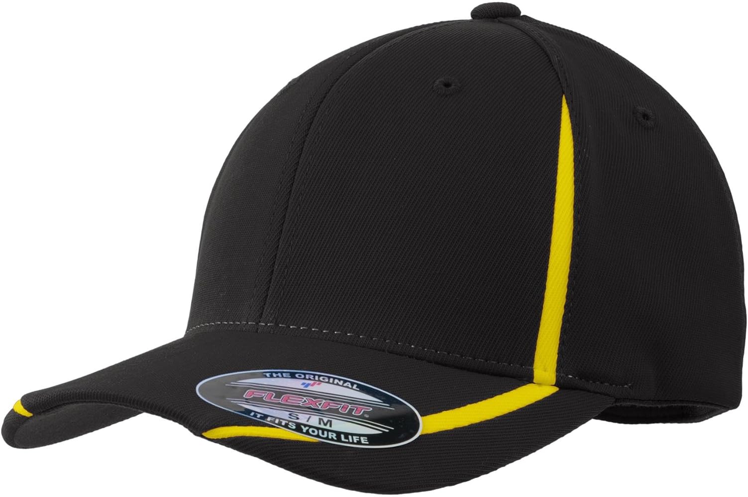 Sport-Tek Flexfit Performance Colorblock Cap L/XL Black/Gold