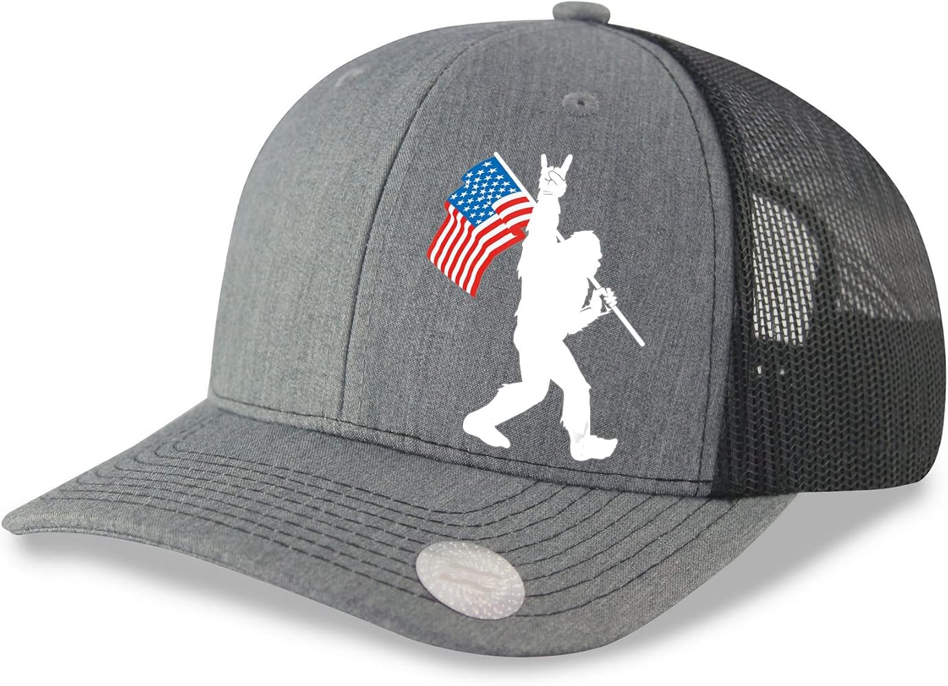 Men's Bigfoot USA Flag F30 Premium Trucker Hat Mesh Back Cap Snapback