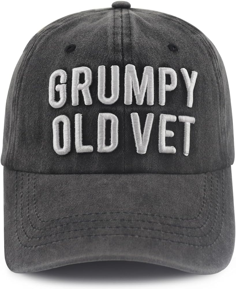 Grumpy Old Vet Hat for Men Women, Adjustable Cotton Embroidered Baseball Cap