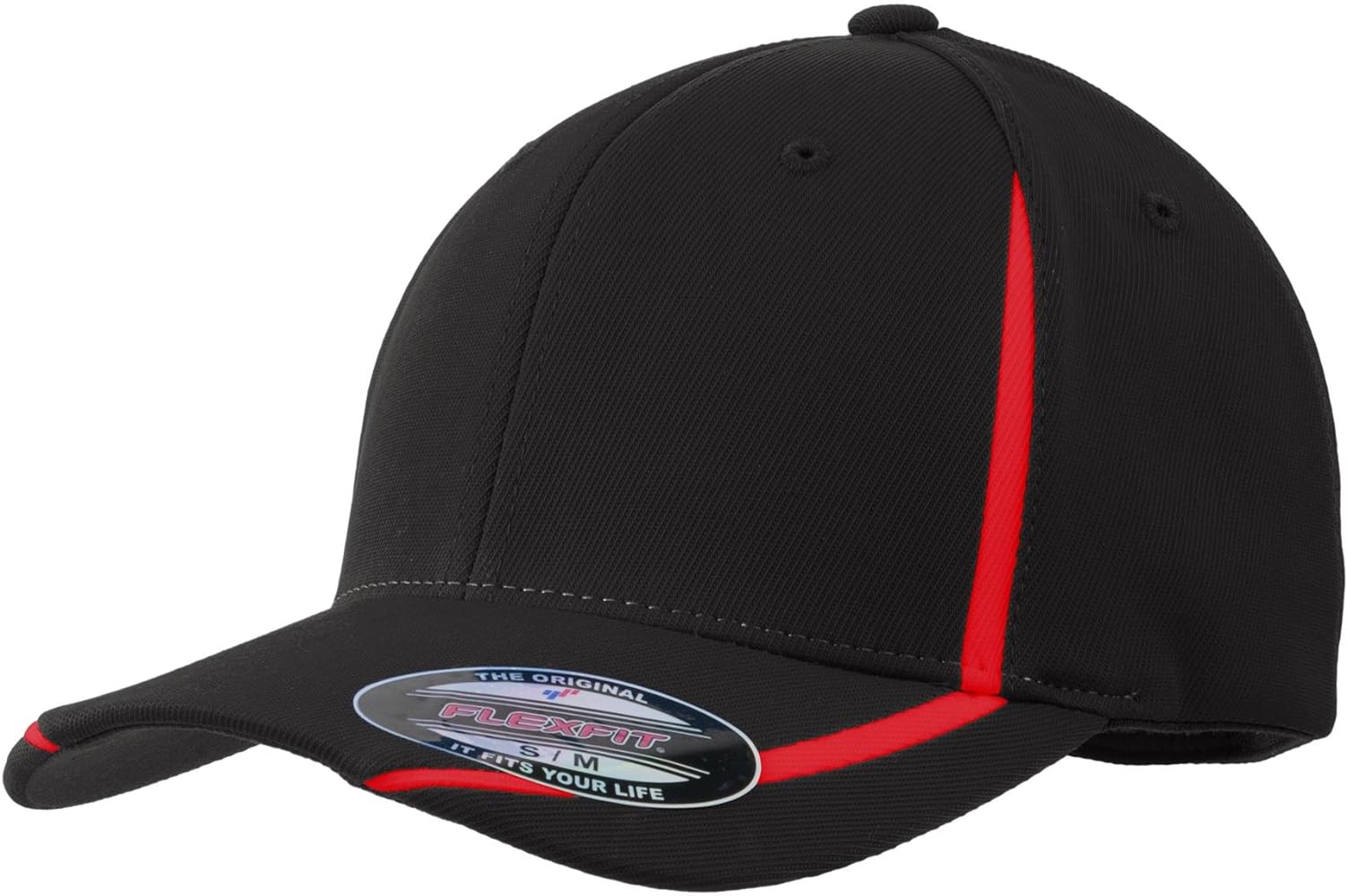 Sport-Tek Flexfit Performance Colorblock Cap XS Black/True Red