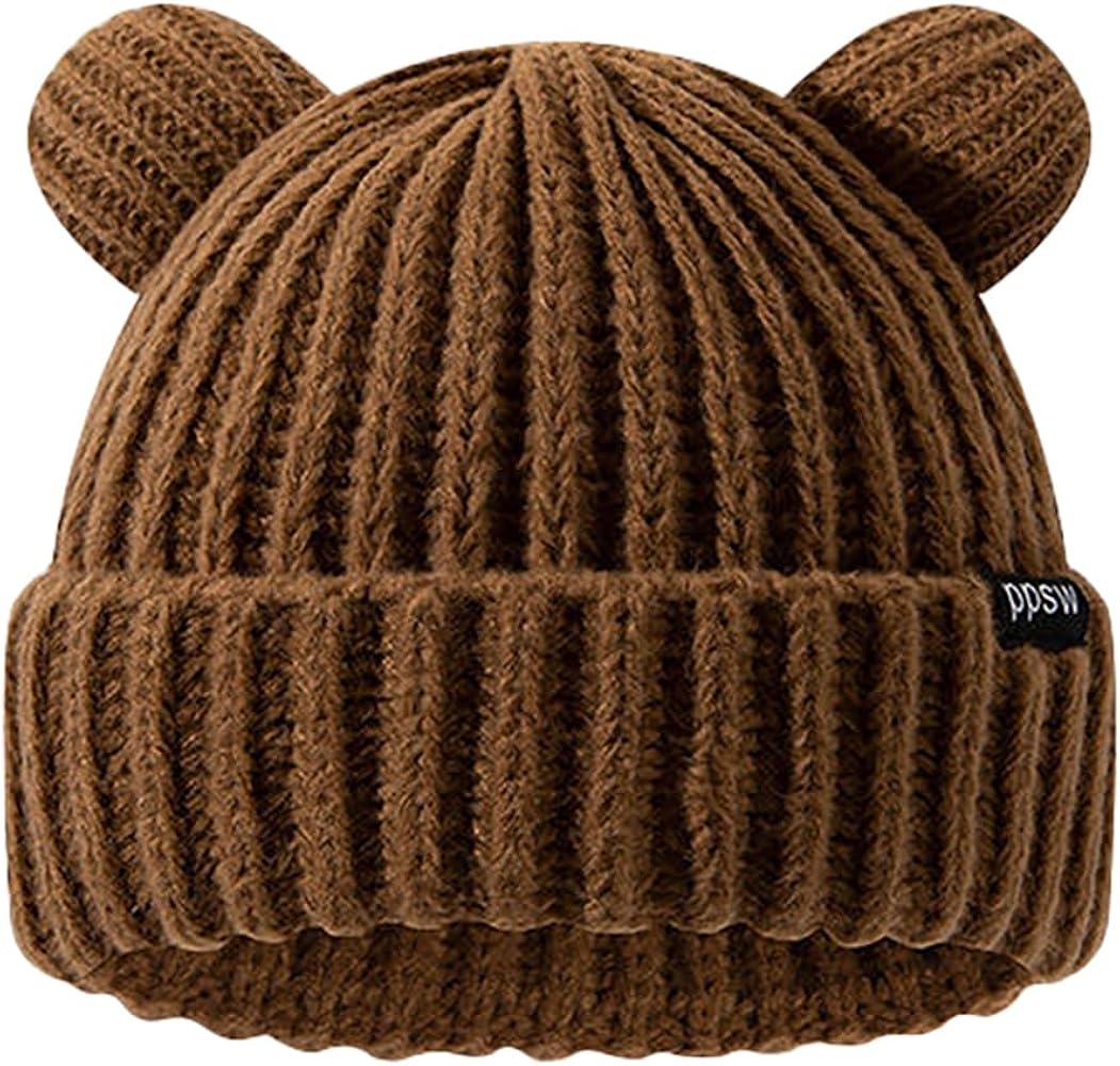 Bear Ear Hat Big Cute Beanie Hat Knit Cap Warm Slouchy Crochet Hat