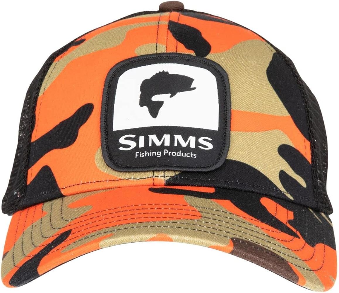 Simms Bass Patch Trucker Hat, Snapback Cap with Fish