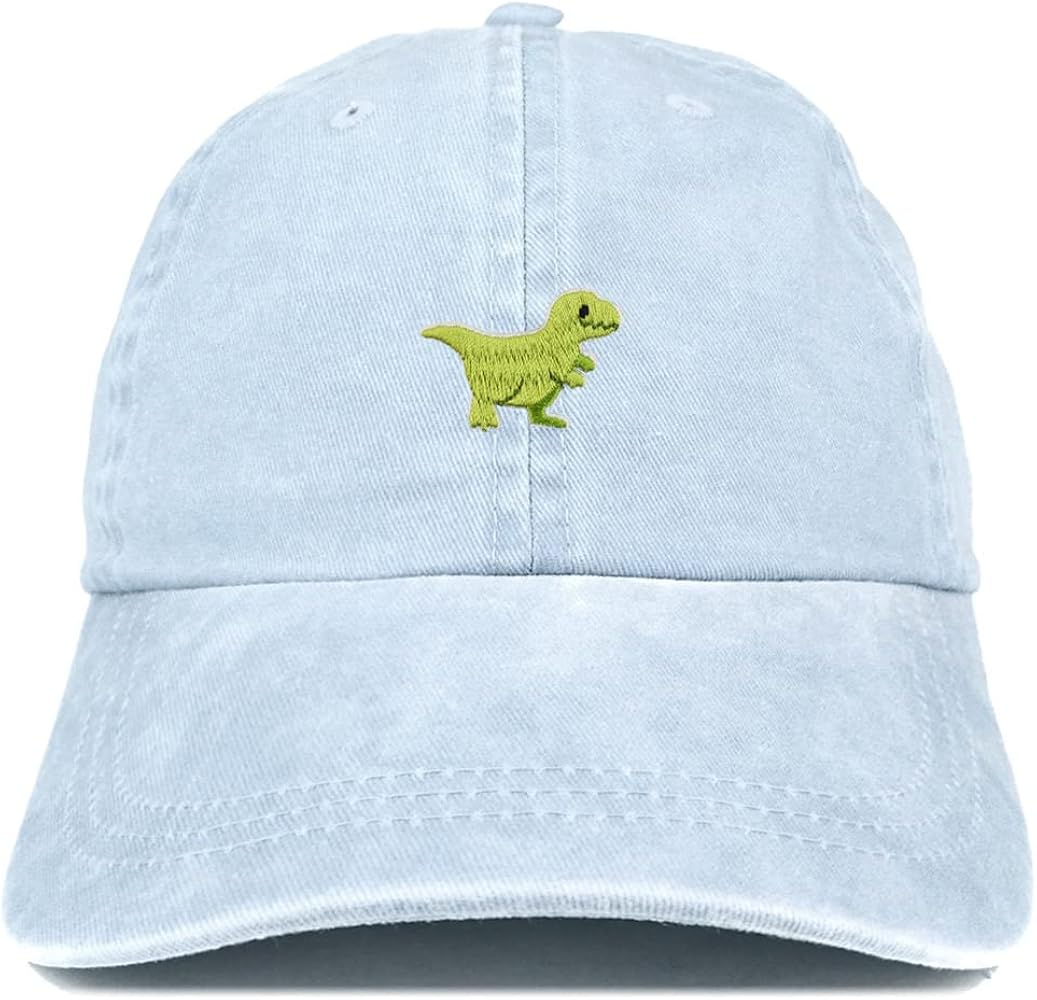 Trendy Apparel Shop Tyrannosaurus Dinosaur Patch Pigment Dyed Washed Baseball Cap