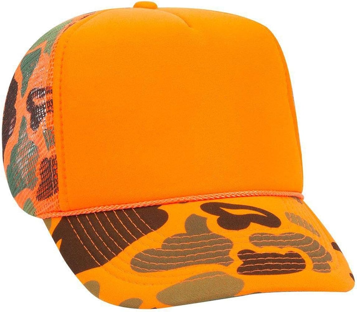 OTTO Neon Camouflage Foam Front 5 Panel High Crown Mesh Back Trucker Hat