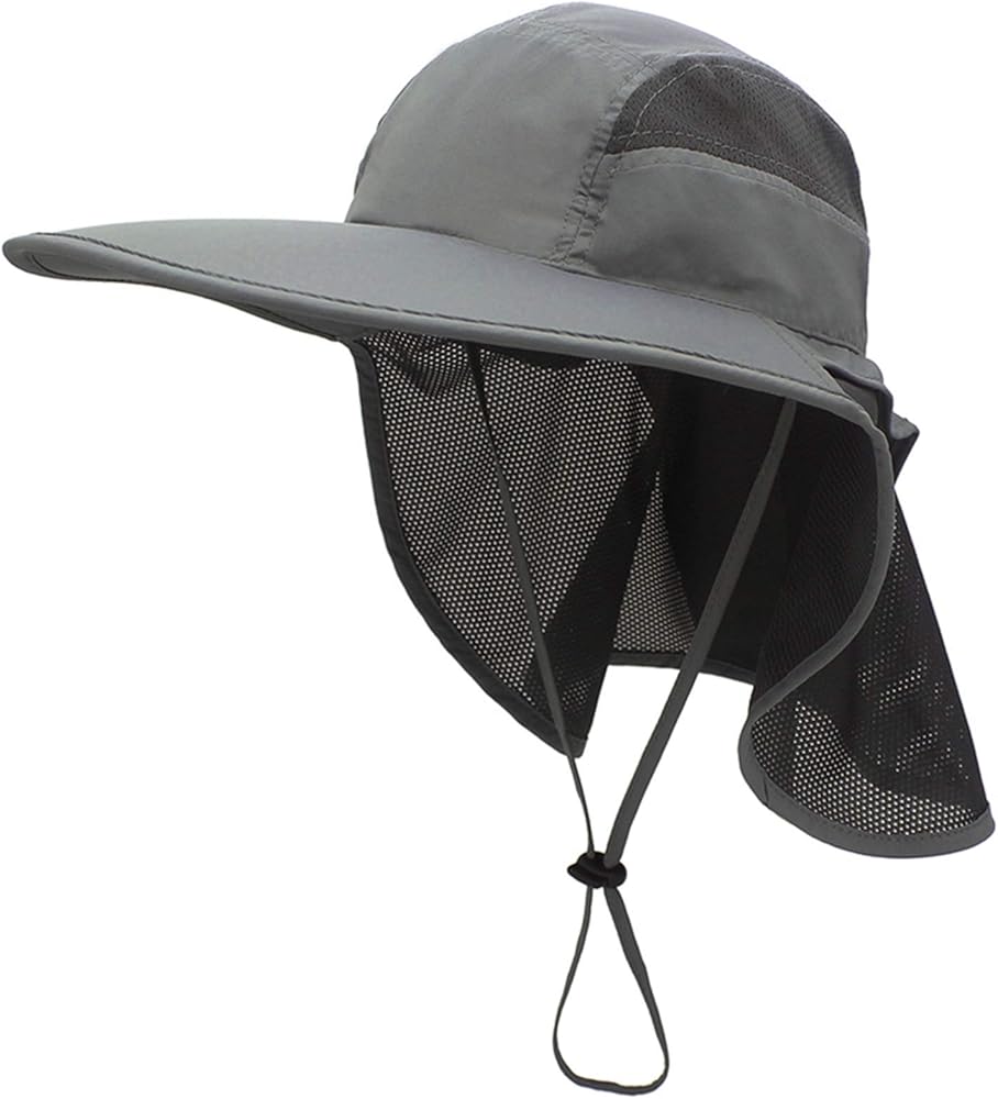 Surblue Wide Brim Sun Hat with Adjustable Neck Flap, UPF50+ Hiking Hunting Fishing Hats for Men and Women