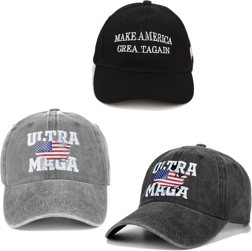 High End Ultra MAGA Hat American Flag Baseball Cap 2024 Trump Trucker Hat for Women Men Distressed Black X-Small-3X-Large