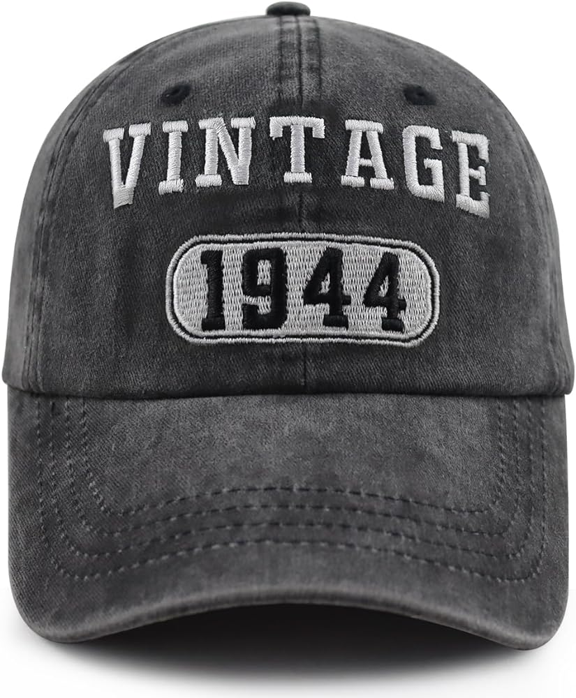 Vintage 1944 Baseball Hat for Men Women, Funny Adjustable Cotton Embroidered 80th Birthday Baseball Cap