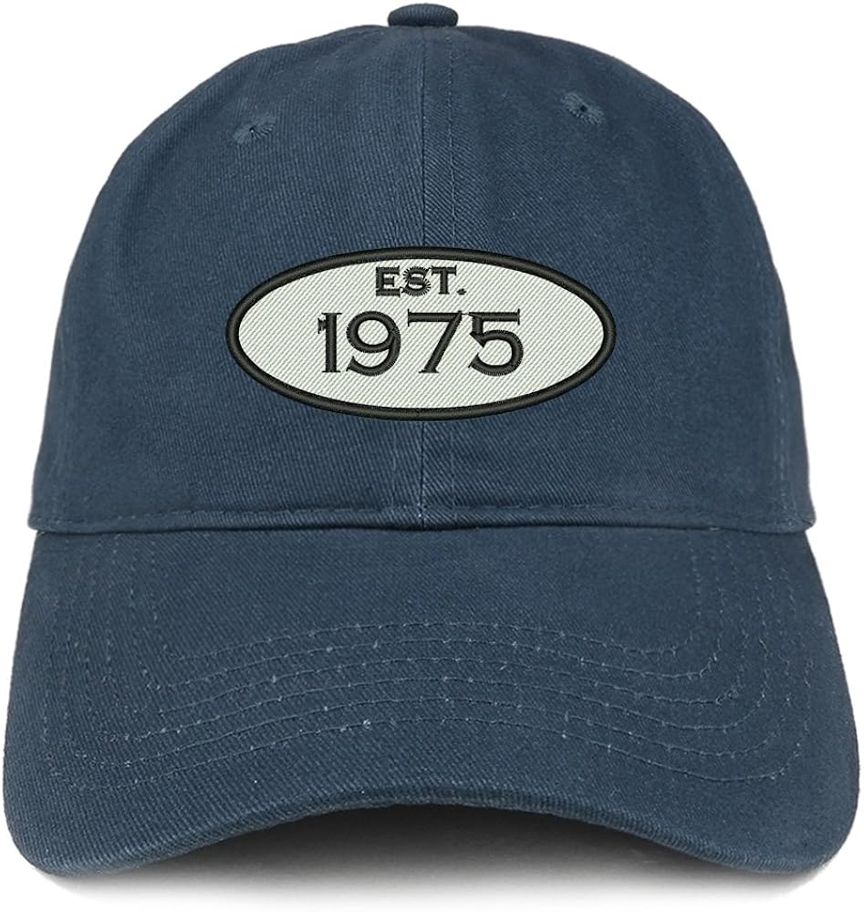 Trendy Apparel Shop Established 1975 Embroidered 49th Birthday Gift Soft Crown Cotton Cap