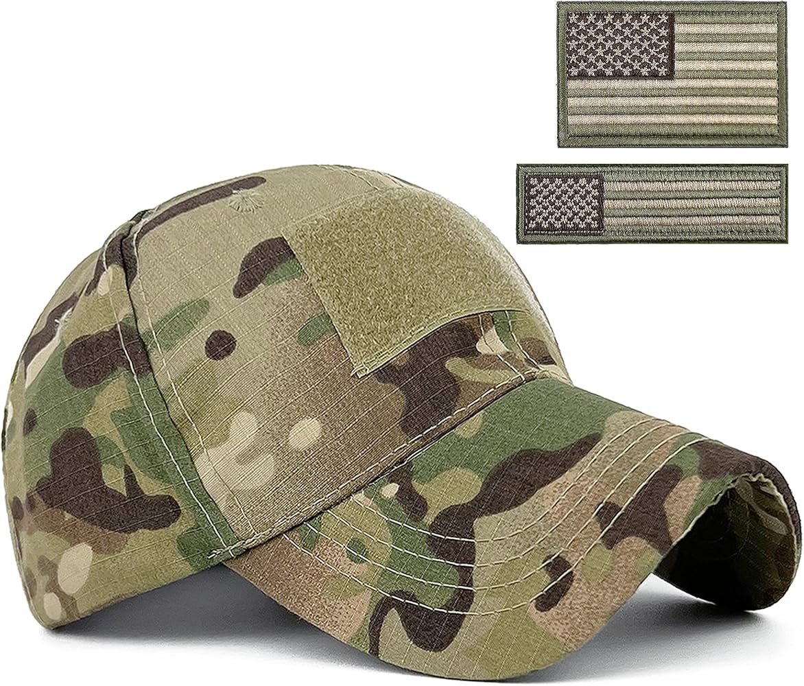 Snake Camouflage Camo Baseball Cap with American Flag USA Tactical Operator Army Military Hat for Shooting Hunting