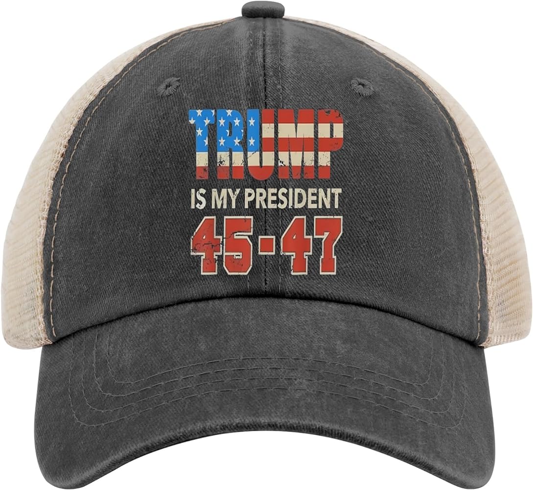 Trump 2024 45 47 Vintage American Flag Retro 4547 Trump 2024 Golf hat Custom Hats AllBlack Mens Golf hat Gifts for