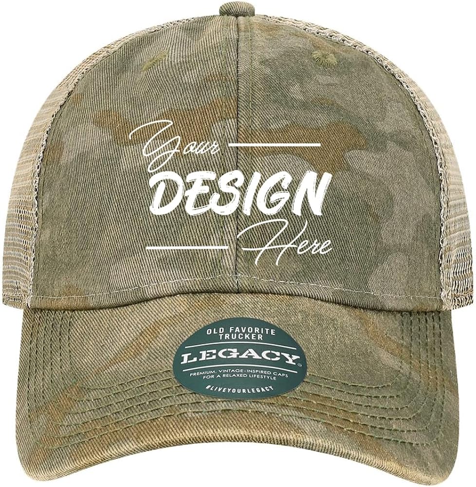 INK STITCH Unisex OFA Legacy Custom Personalized Add Logo Texts Old Favorite Trucker Caps