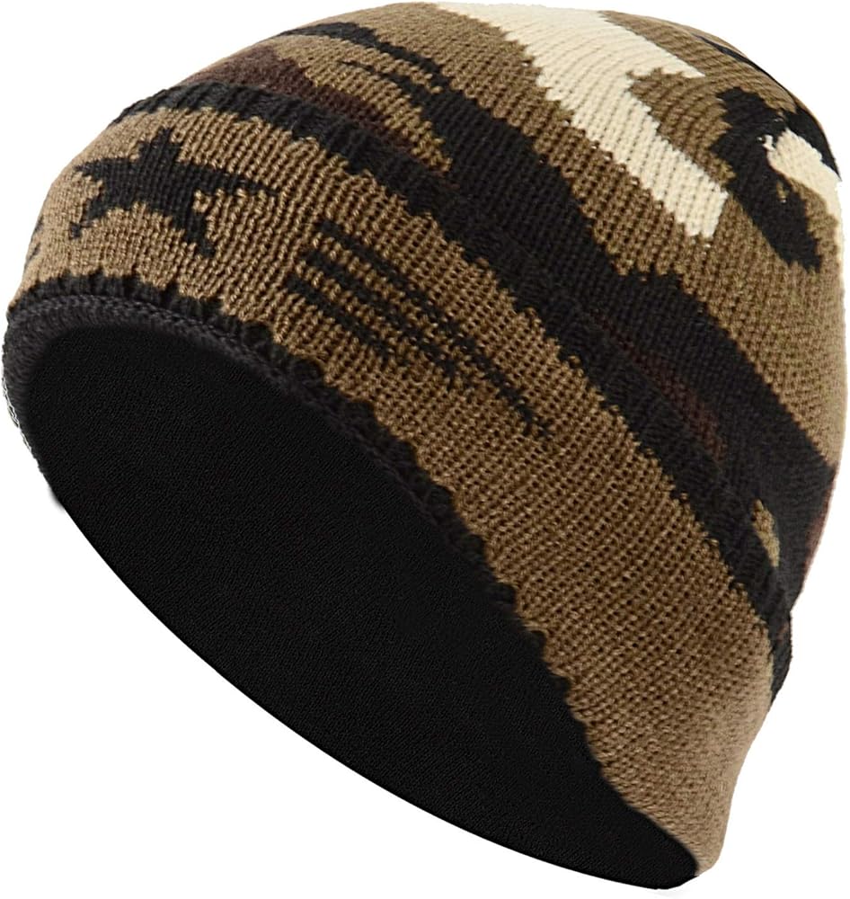 Flygo Camo Beanie Hat for Men/Women with Fleece Lined Wool Knit Baggy Slouchy Skull Cap