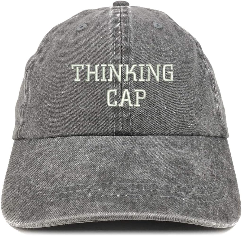 Trendy Apparel Shop Thinking Cap Embroidered Washed Cotton Adjustable Cap