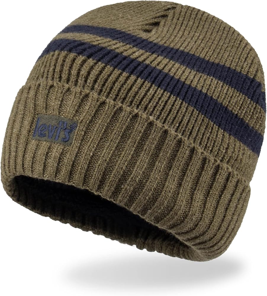 Levi's Men's Cozy Knit Cuffed Logo Patch Beanie Hats