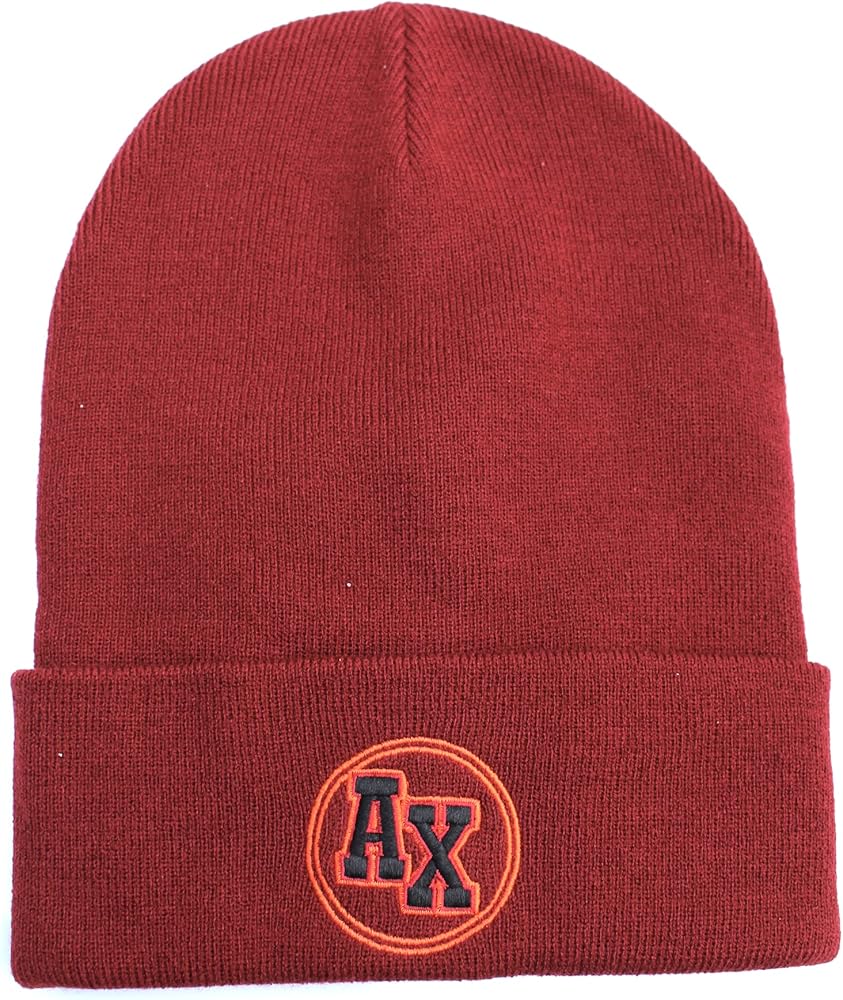 A | X ARMANI EXCHANGE Men's Collegiant Logo Patch Knit Beanie, Syrah, OS