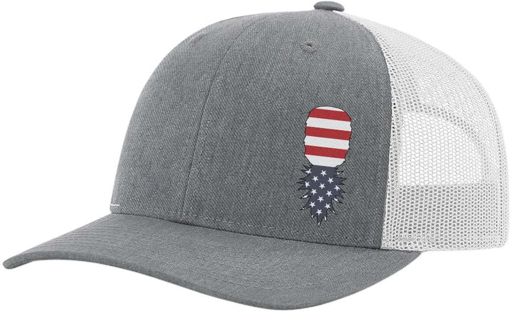 Trenz Shirt Company Men's American Flag Upside Down Pineapple Embroidered Mesh Back Trucker Hat Baseball Cap