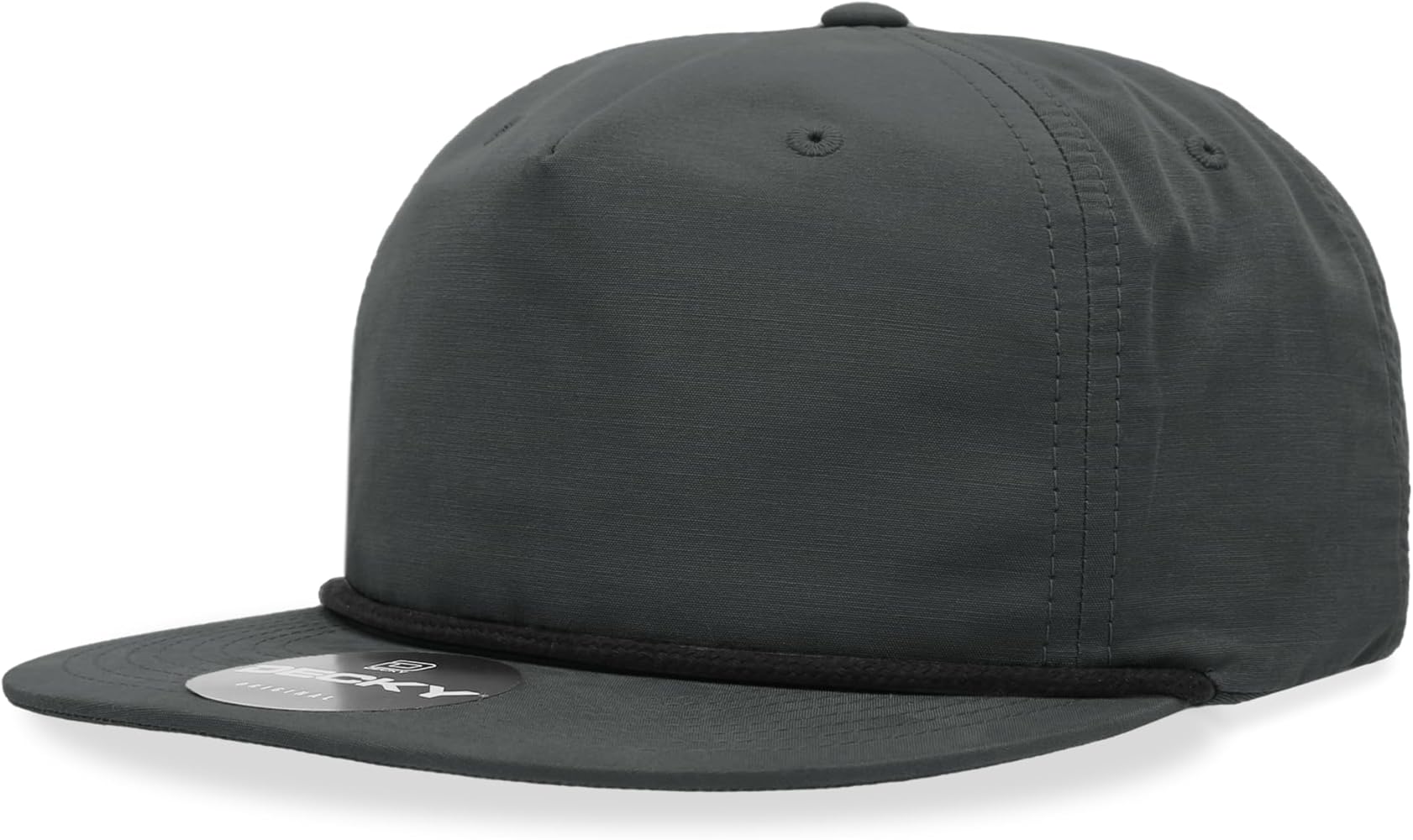 DECKY Standard 5 Panel High Profile Relaxed Cotton Blend Rope Hat, Charcoal/Black