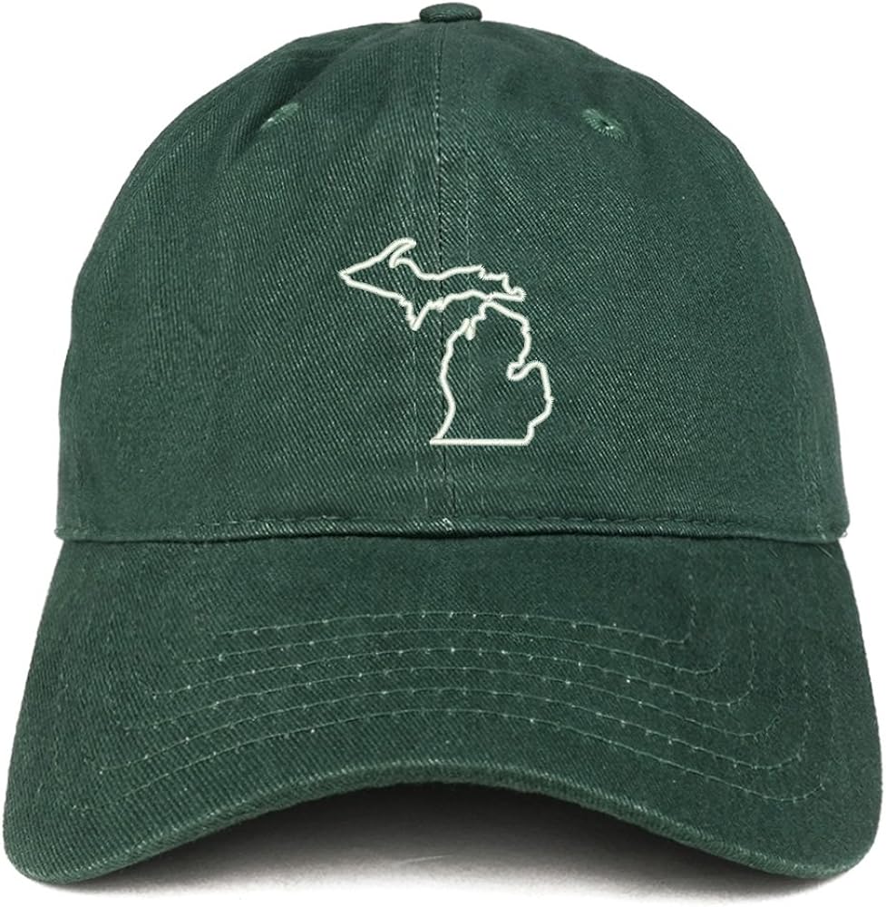 Trendy Apparel Shop Michigan State Outline State Embroidered Cotton Dad Hat