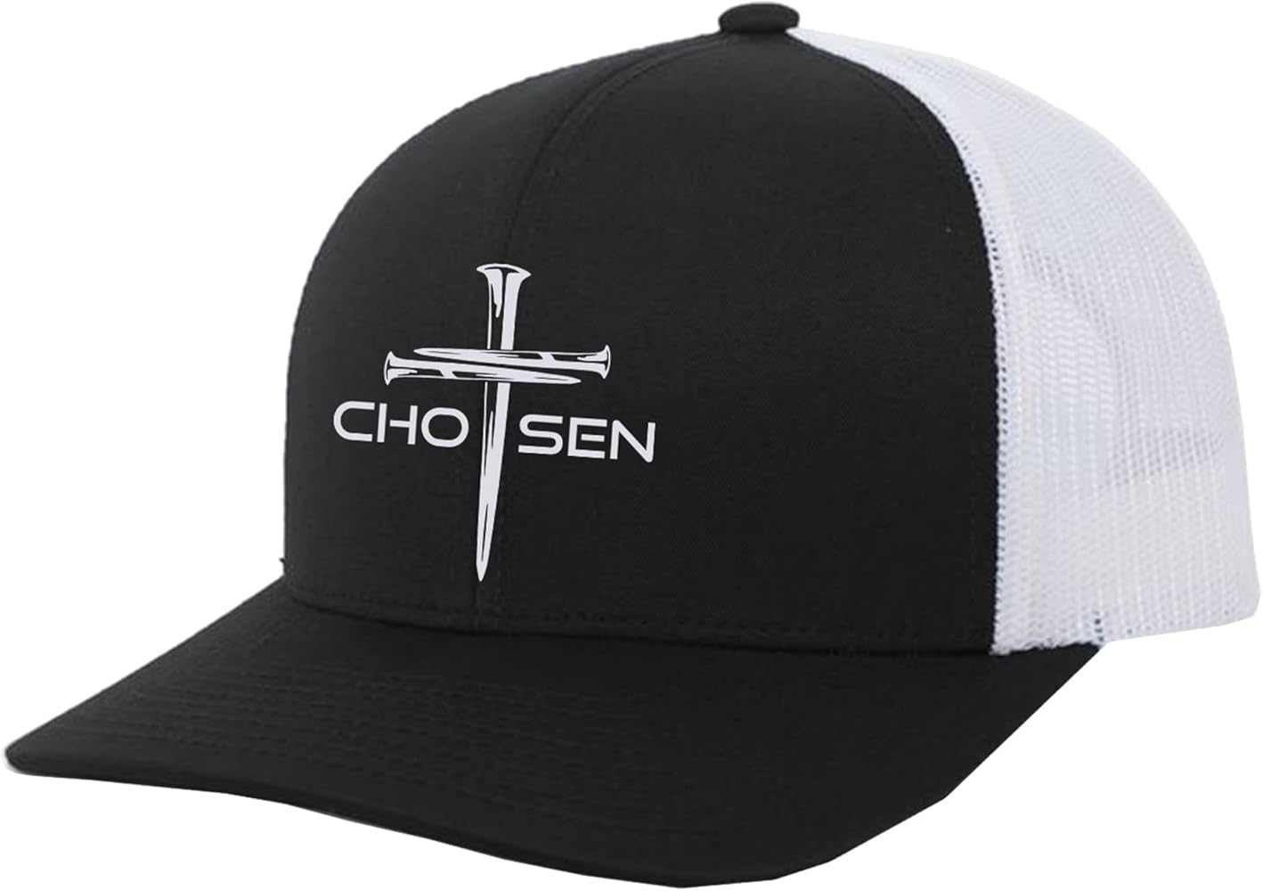 Trenz Shirt Company Christian Chosen Cross Embroidered Mens Adjustable Snapback Mesh Back Trucker Hat