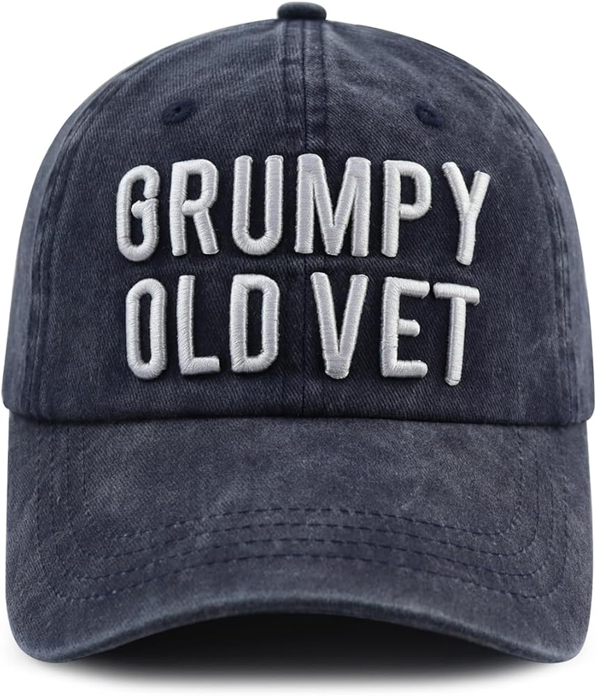 Grumpy Old Vet Hat for Men Women, Adjustable Cotton Embroidered Baseball Cap