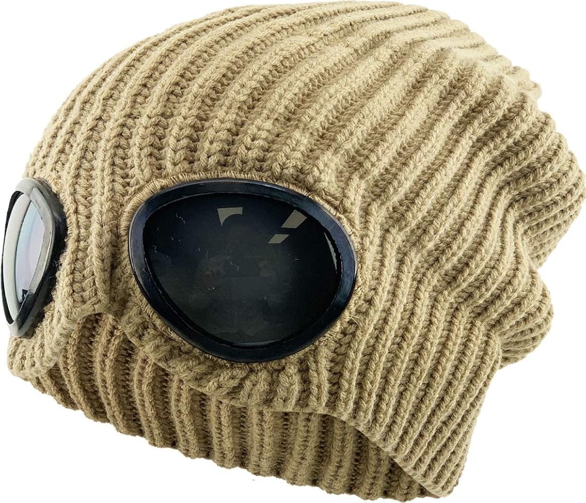 KBETHOS Goggle Lens Beanie Ribbed Knit Cuffed Winter Ski Hat Skull Cap Sunglass