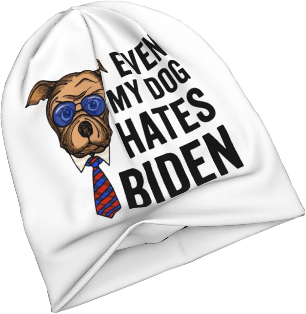 GHBC Even My Dog Hates Biden Beanie Woman's Knit Hat Mens Winter Ski Hats Black