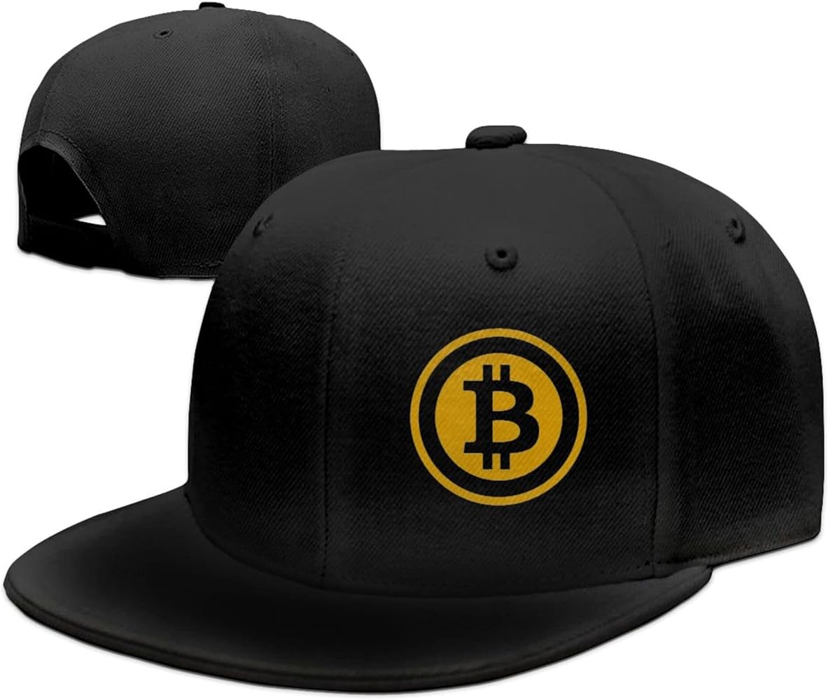 Bitcoin Snapback Flat Baseball Cap Men's Adjustable Black Brim Trucker Dad Gift Husband Boyfriend Boyfriend