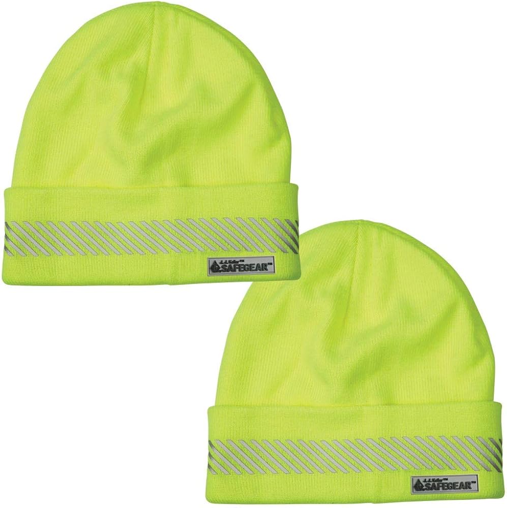 SAFEGEAR Knit Winter Hat 2-pk. - Lime Green/Yellow, Acrylic, High Visibility Soft Knit Hats for Men & Women in Cold Weather - J. J. Keller