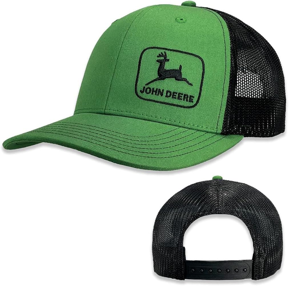 John Deere Green Black Mesh Moline 112 Fit Cap Embroidered vintage Side Logo Hat