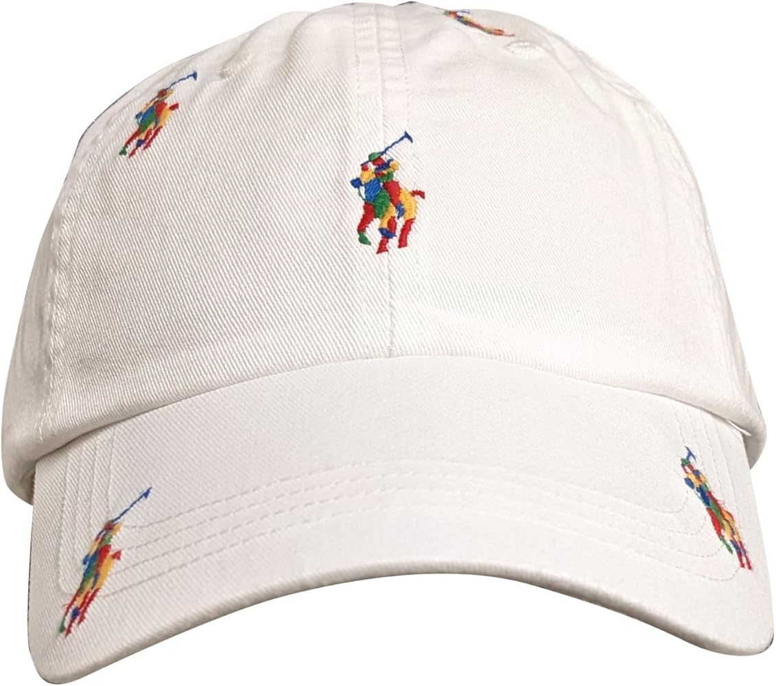 Polo Ralph Lauren Men`s Embroidered Chino Cap (as1, Alpha, one_Size, Pure White/Multi Pp AOE)