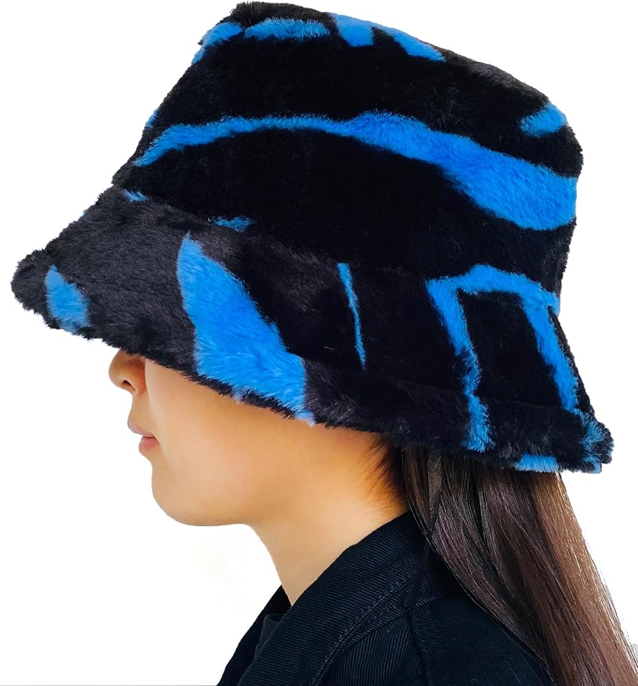 Bucket Hats Fuzzy Sheep Print Women Men Plush Cap Warm Soft Fisherman Hat Adjustable Winter Spring