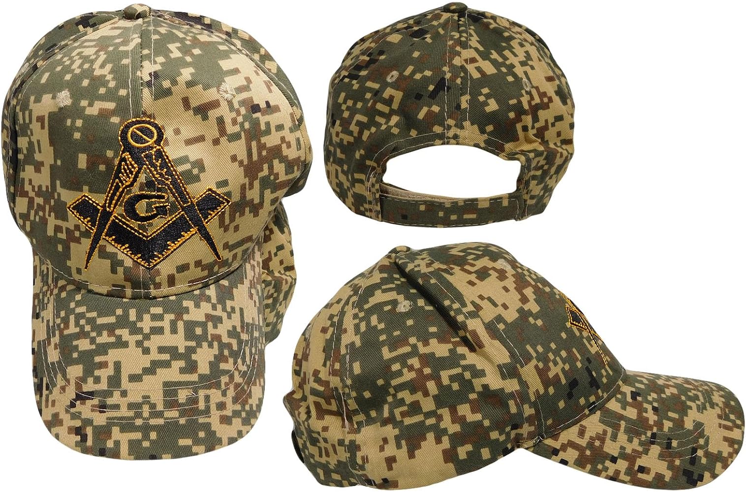 Trade Winds Mason Masonic Freemason Digital Camouflage Cotton Adjustable Embroidered Cap Hat