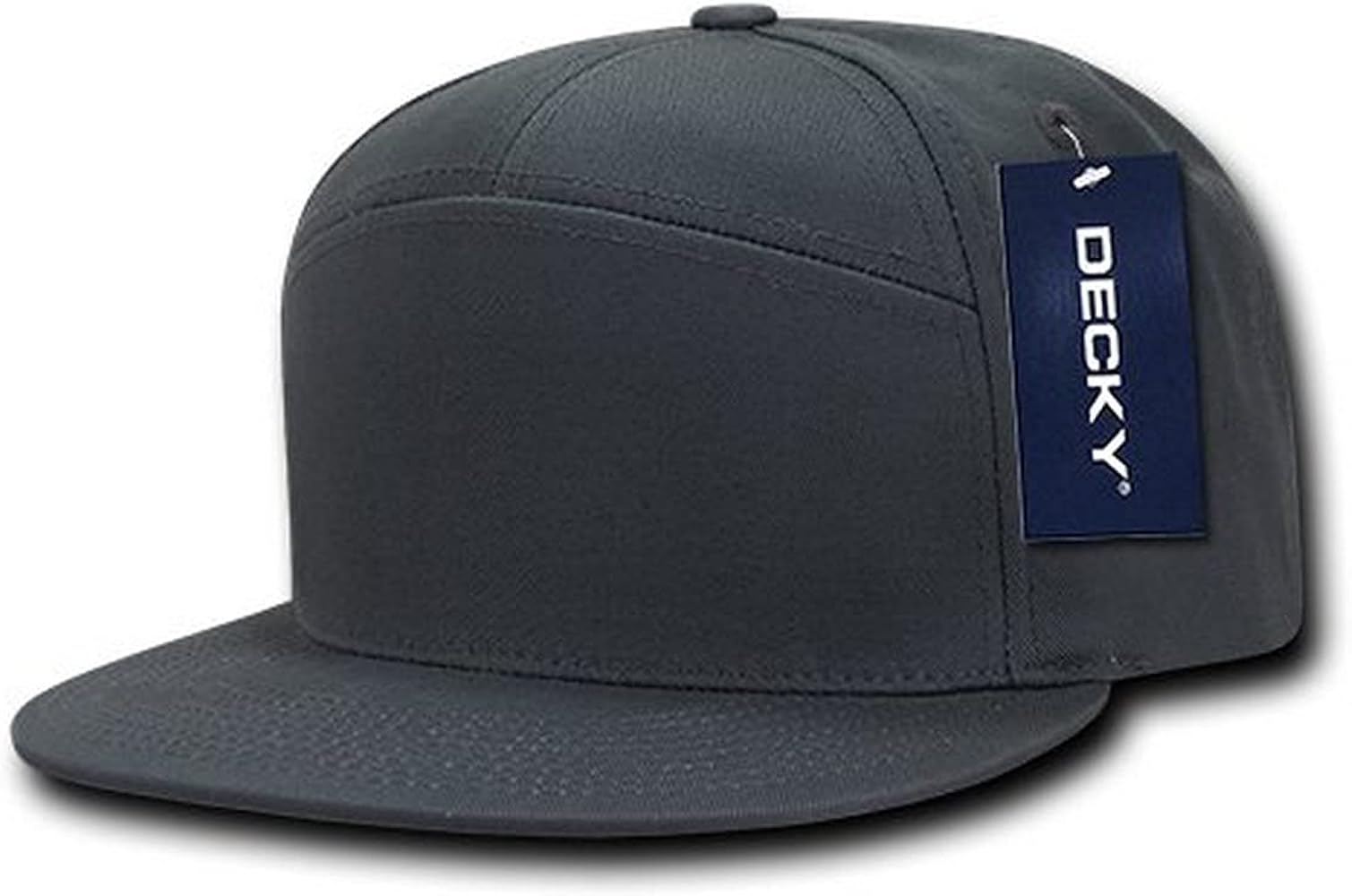 DECKY 1098-CHA 7 Panel Cotton Snapbacks, Charcoal