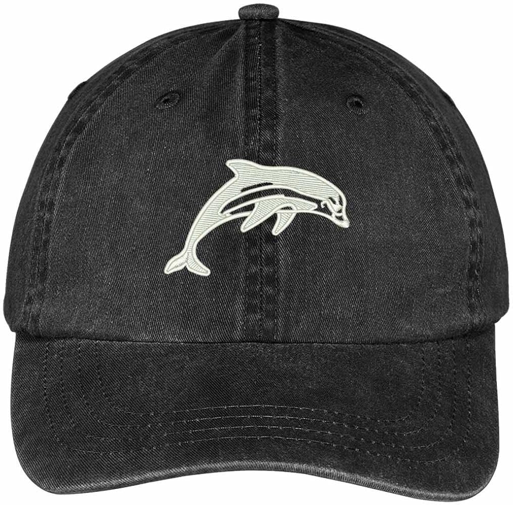 Trendy Apparel Shop Dolphin Embroidered Animal Series Low Profile Washed Cotton Cap