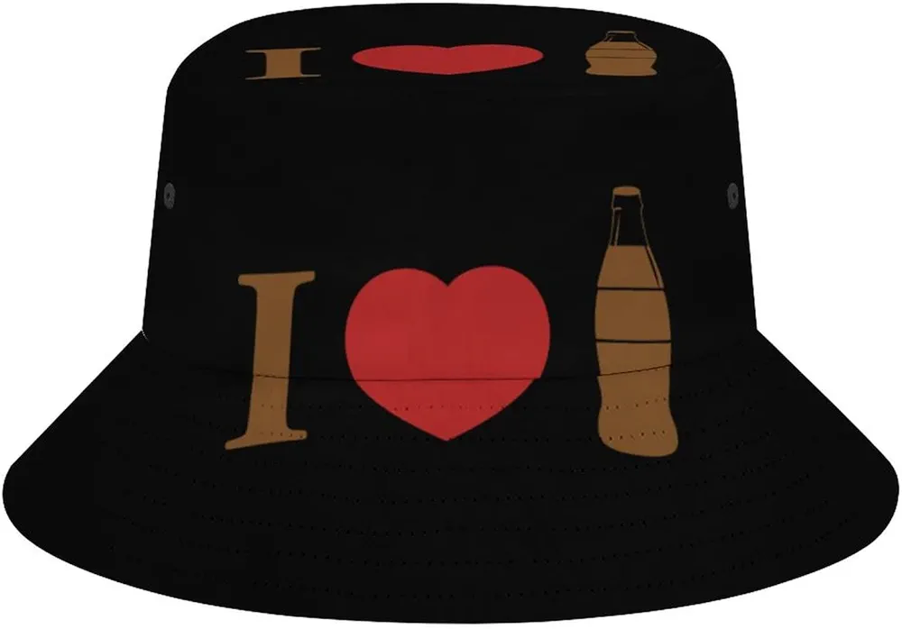 I Love Coke Bucket Hat for Men Women Lightweight Beach Sun Hat Fisherman Cap for Travel Hiking