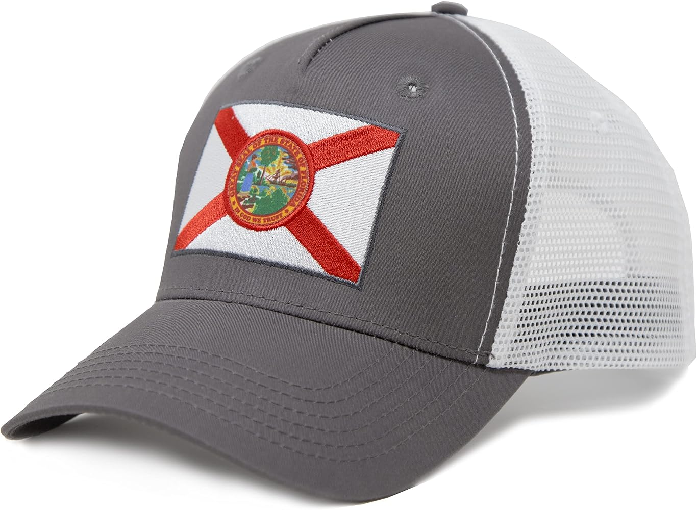 Florida State Flag Hat Adjustable One Size Trucker Cap, Baseball, Snapback with an Embroidered Patch