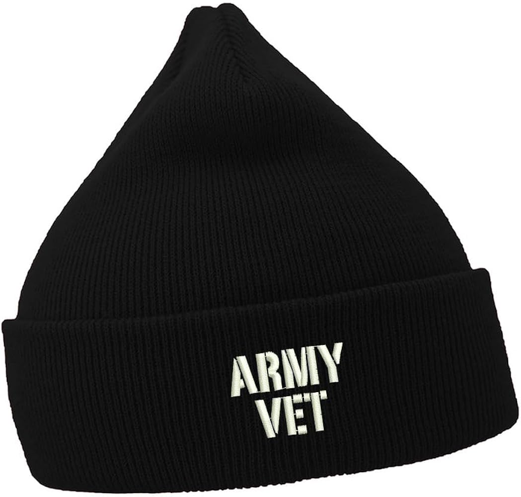 Mens Beanie Hats Army Vet Veteran Embroidered Casual Knit Hats for Women Winter