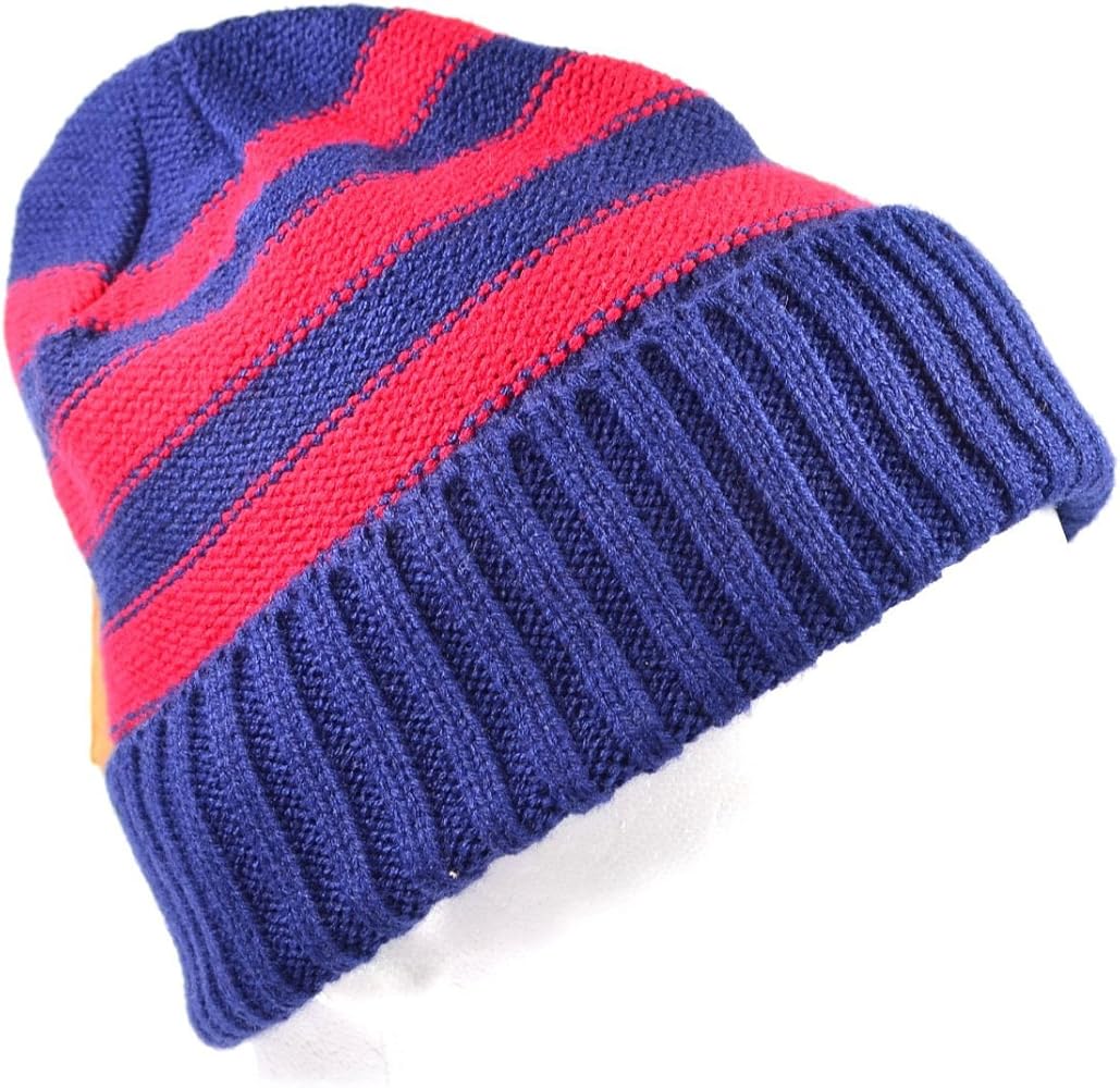 Blue/Red Striped Winter Watch Hat Beanie for Men