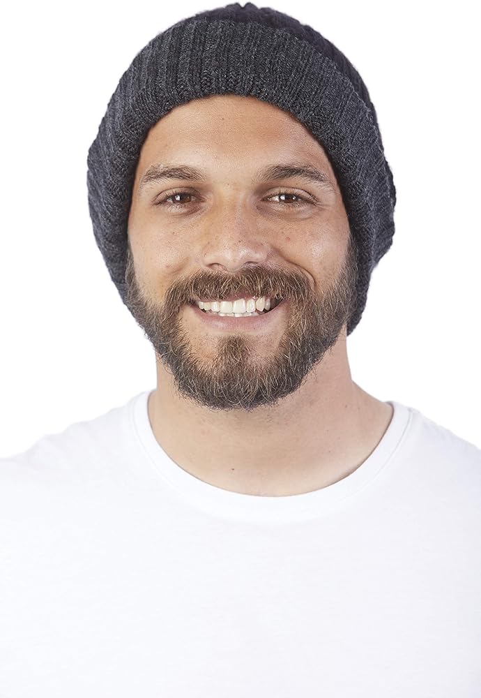 Reversible Knit 100% Alpaca Wool Beanie - Soft, Warm & Thick Woolen Hat Cap