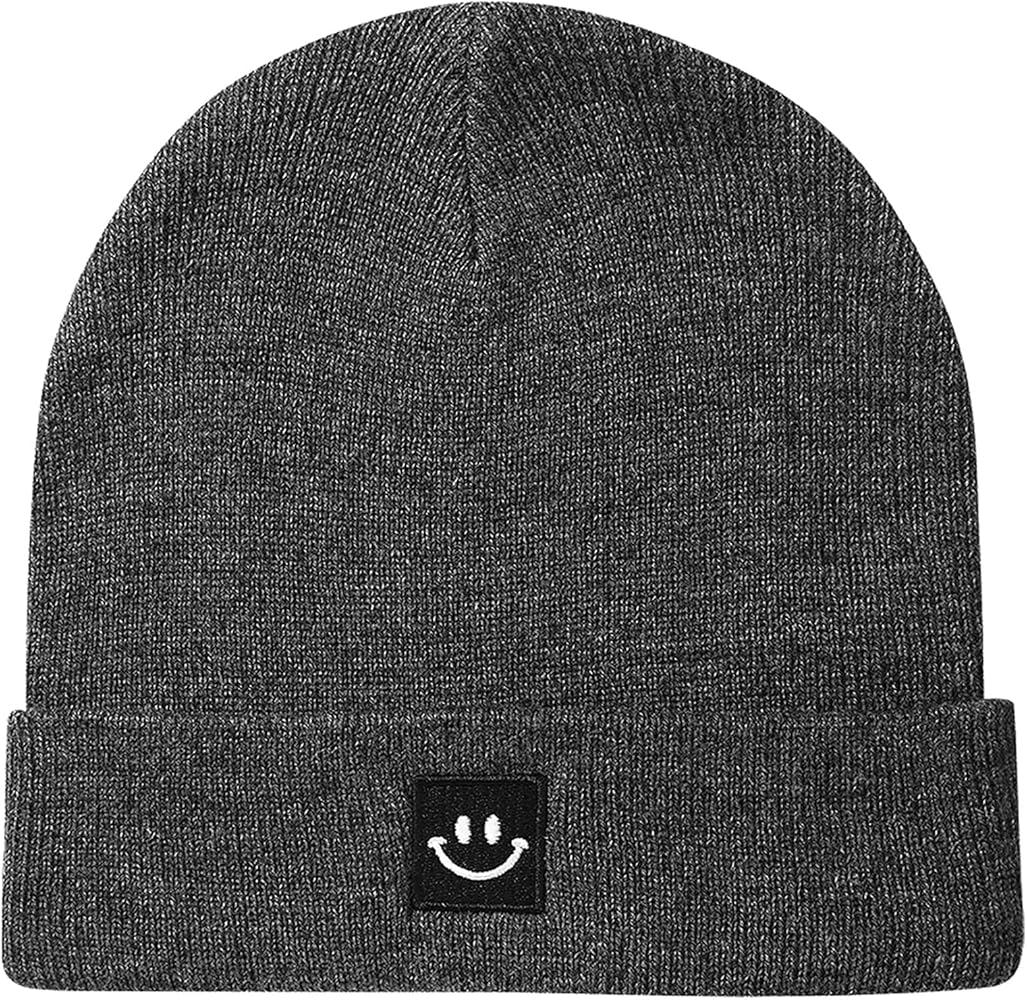 MaxNova Knit Beanie Hat with Smile Face for Men/Women