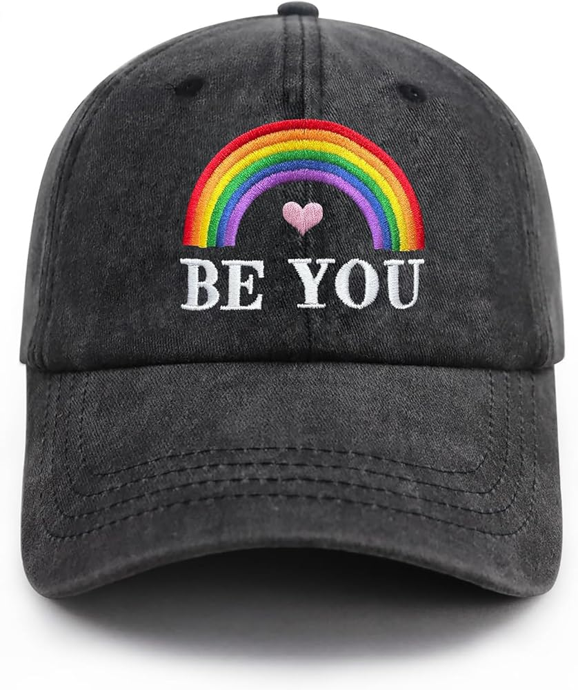 Embroidered LGBT Hat Rainbow Pride Hat for Men Women, Funny Adjustable Gay Hat LGBT Baseball Cap Dad Hat Pride Accessories