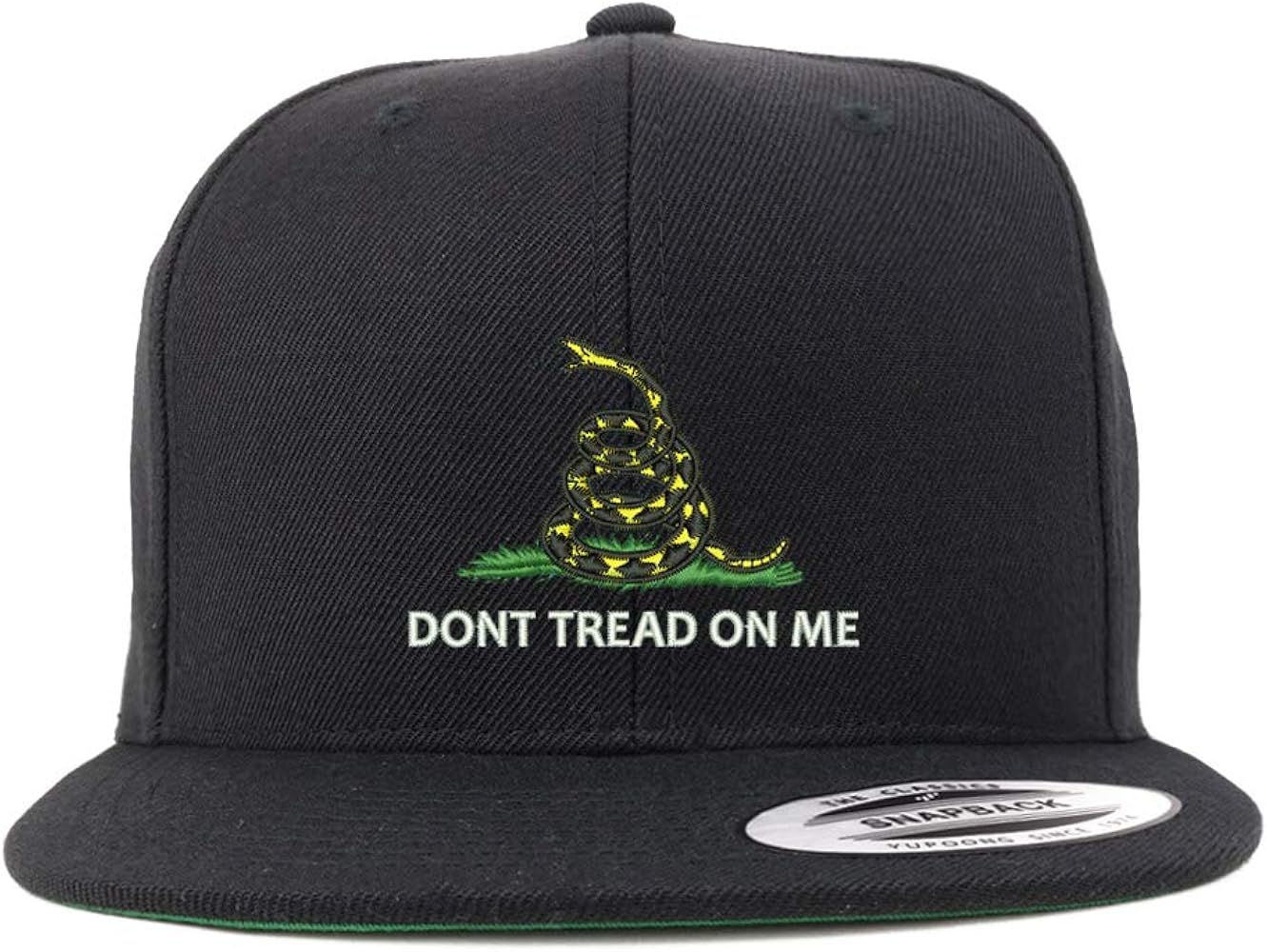 Trendy Apparel Shop Don't Tread on Me Embroidered Flat Bill Snapback Cap