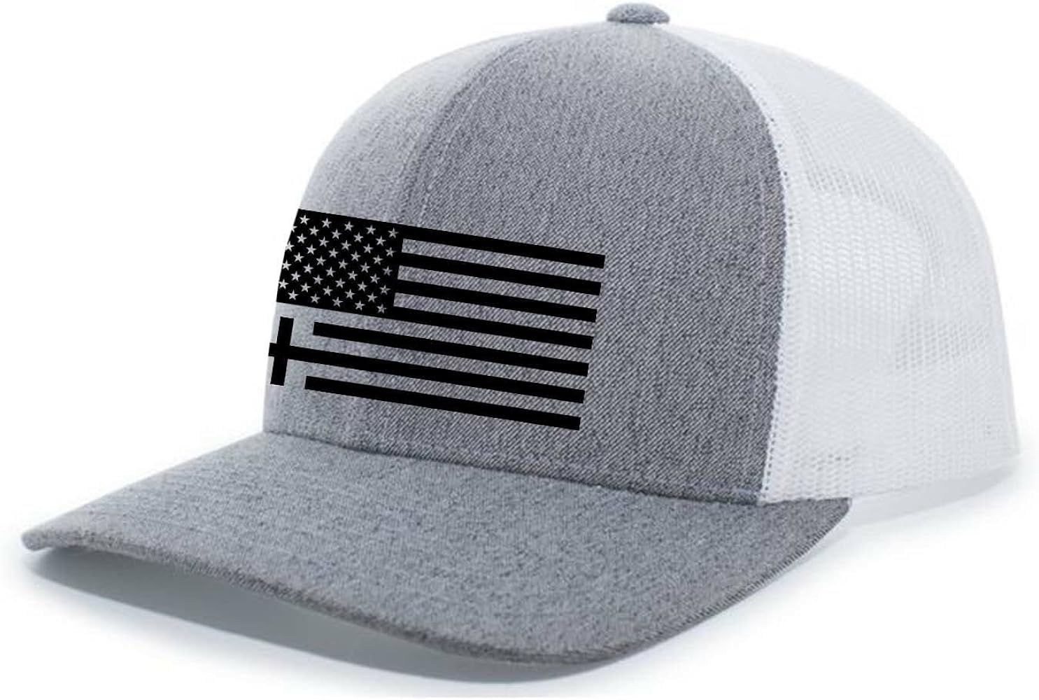 Christian American Flag Cross Mens Embroidered Mesh Back Trucker Hat