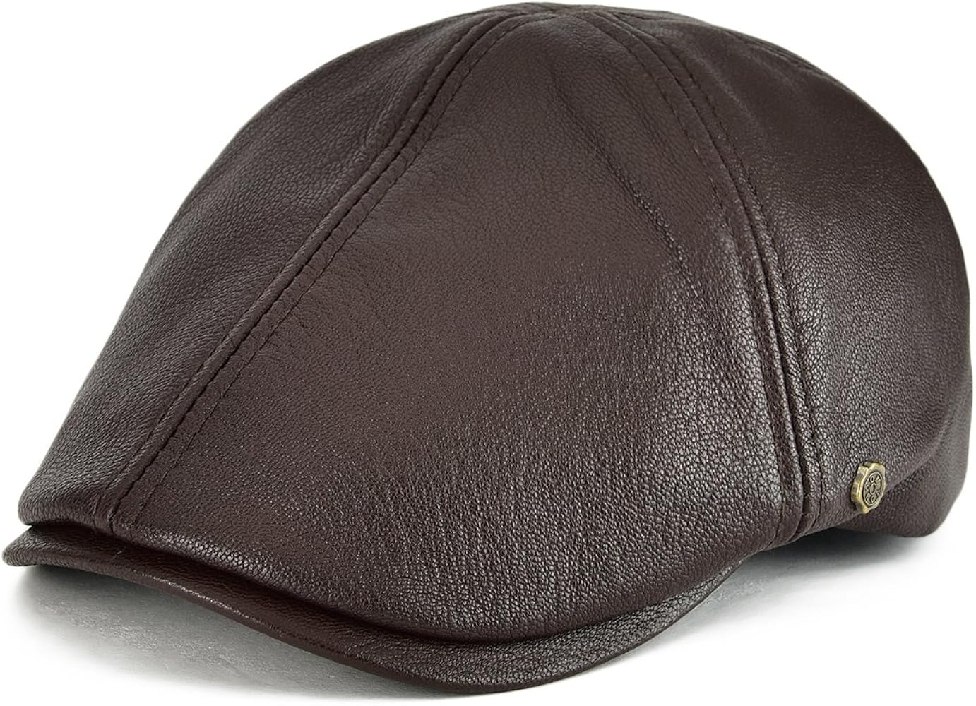 VOBOOM Lambskin Leather Ivy Caps Newsboy Hat 6 Panel Cabbie Beret Hat