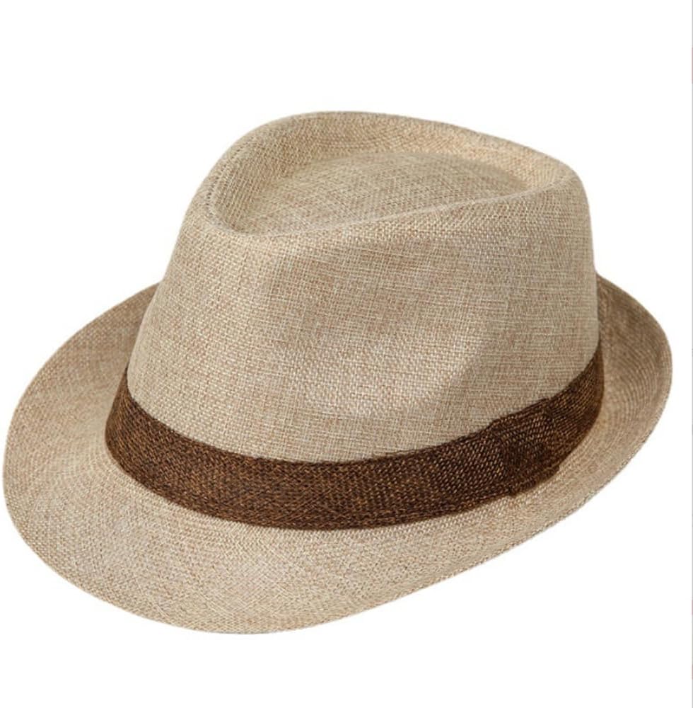 Packable Straw Fedora Hat for Men Short Brim Beach Sun Cap Roll Up Summer Cuban Hat UPF50+ Travel Straw Sun Hat with Band